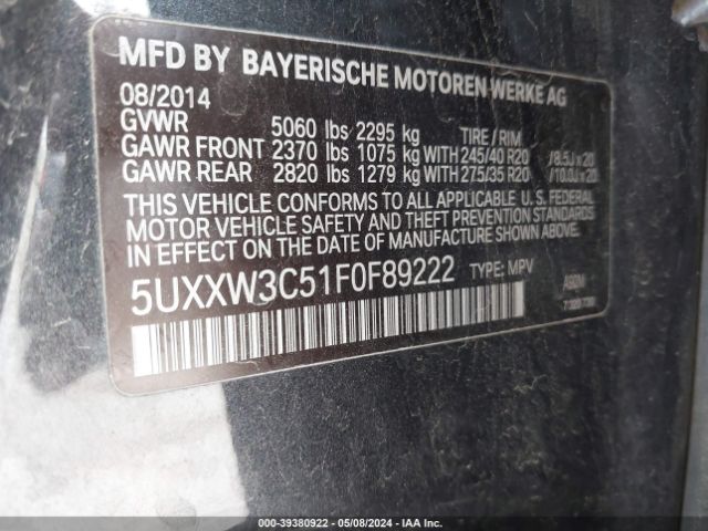 5UXXW3C51F0F89222 BMW X4 Xdrive28i
