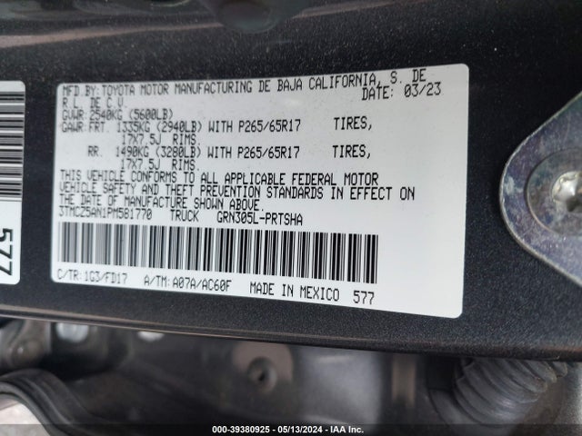 3TMCZ5AN1PM581770 Toyota Tacoma