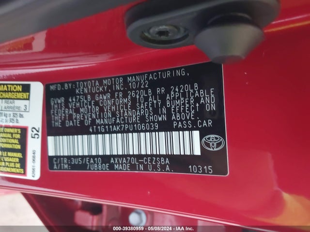 Toyota CAMRY SE 2023 4T1G11AK7PU106039 Image 9