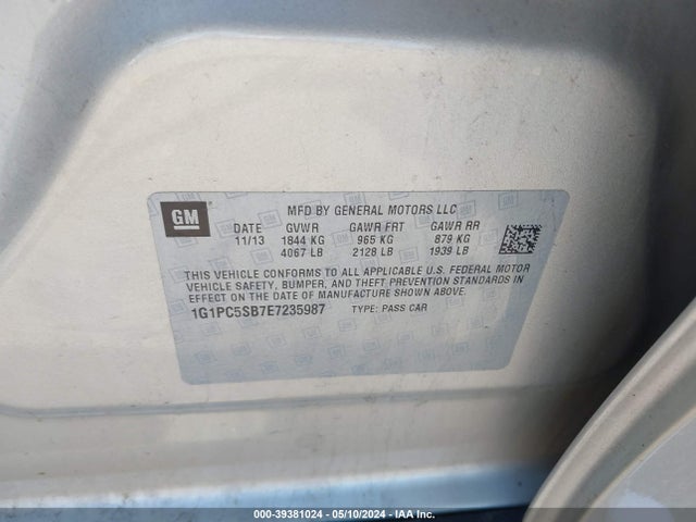 Chevrolet Cruze 1lt Auto 2014 1G1PC5SB7E7235987 Image 9