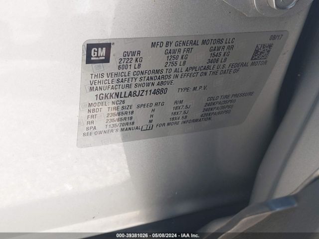 1GKKNLLA8JZ114880 GMC Acadia Sle-2
