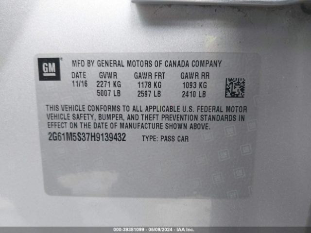 2G61M5S37H9139432 Cadillac XTS LUXURY