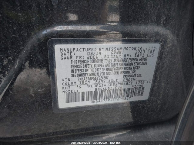 Nissan SENTRA SV 2014 3N1AB7AP5EY224867 Image 9
