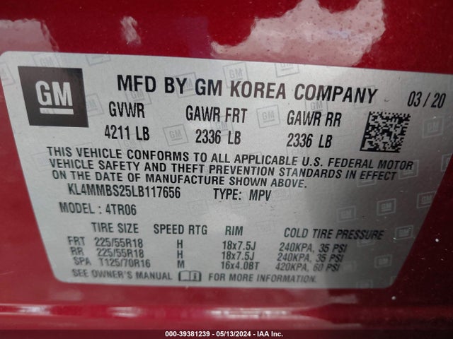 KL4MMBS25LB117656 Buick Encore Gx Fwd Preferred