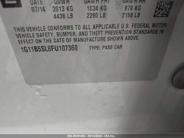 Chevrolet MALIBU LS 2015 1G11B5SL8FU107360 Image 9