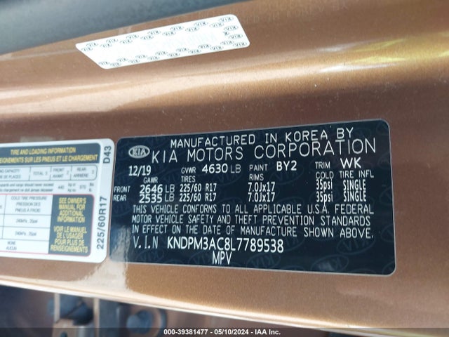 KIA Sportage Lx 2020 KNDPM3AC8L7789538 Image 9