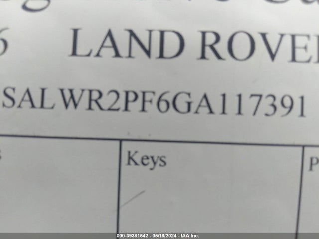 SALWR2PF6GA117391 Land Rover s/c lev3 sulev30