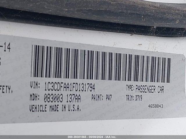 Dodge DART SE 2015 1C3CDFAA1FD131794 Image 9