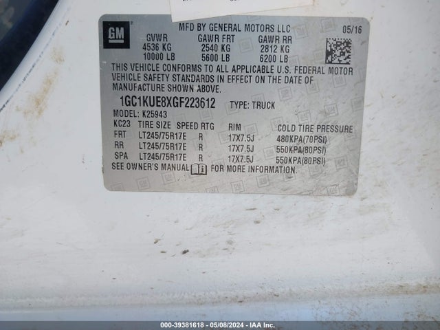 Chevrolet Silverado 2500hd Wt 2016 1GC1KUE8XGF223612 Image 9