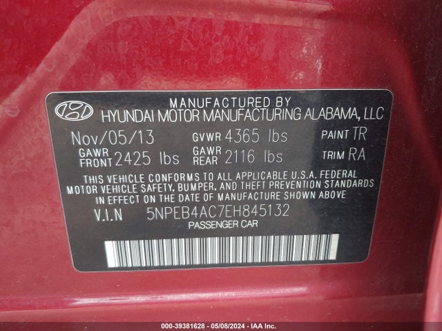 Hyundai SONATA GLS 2014 5NPEB4AC7EH845132 Image 9