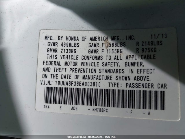 Acura Tl 3.5 Special Edition 2014 19UUA8F36EA003910 Image 9