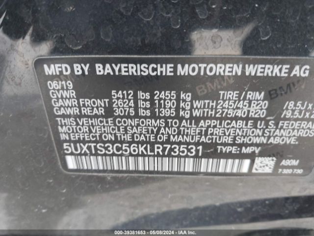 5UXTS3C56KLR73531 BMW X3 M40i