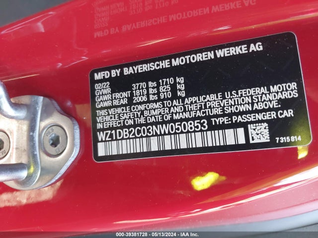 Toyota Gr Supra 2.0 2022 WZ1DB2C03NW050853 Image 9