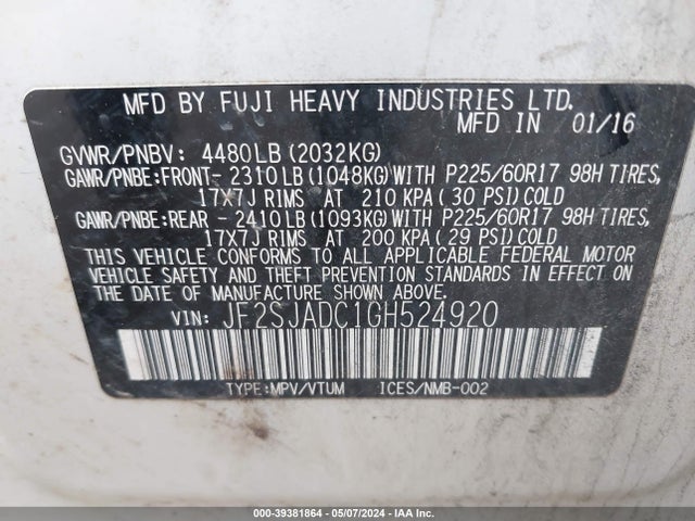 Subaru Forester 2.5i Premium 2016 JF2SJADC1GH524920 Image 9