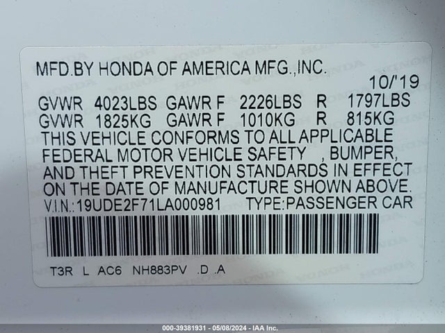 Acura Ilx Premium Package/technology Package 2020 19UDE2F71LA000981 Image 9