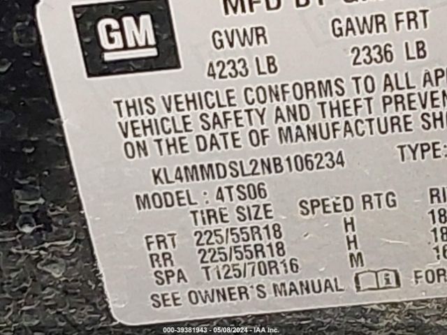KL4MMDSL2NB106234 Buick Encore Gx Fwd Select