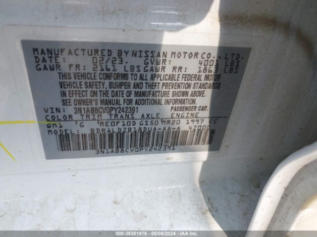 3N1AB8CV0PY242391 Nissan Sentra Sv Xtronic Cvt