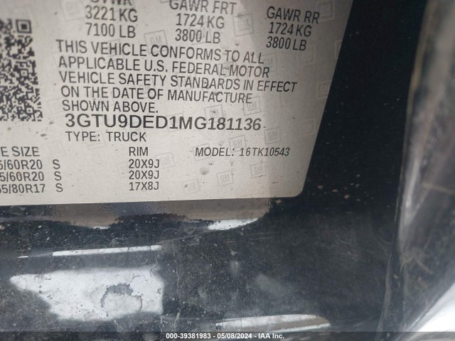 GMC Sierra 1500 4wd  Short Box Slt 2021 3GTU9DED1MG181136 Image 9