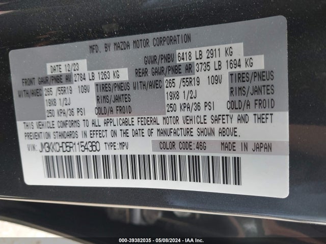 Mazda Cx-90 3.3 Turbo Preferred Plus 2024 JM3KKCHD5R1154360 Image 9