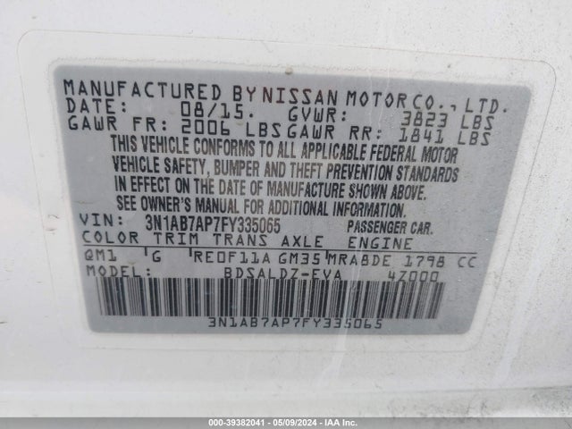 Nissan SENTRA SV 2015 3N1AB7AP7FY335065 Image 9