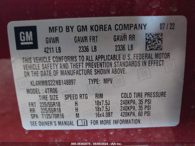 KL4MMBS22NB148897 Buick Encore Gx Fwd Preferred