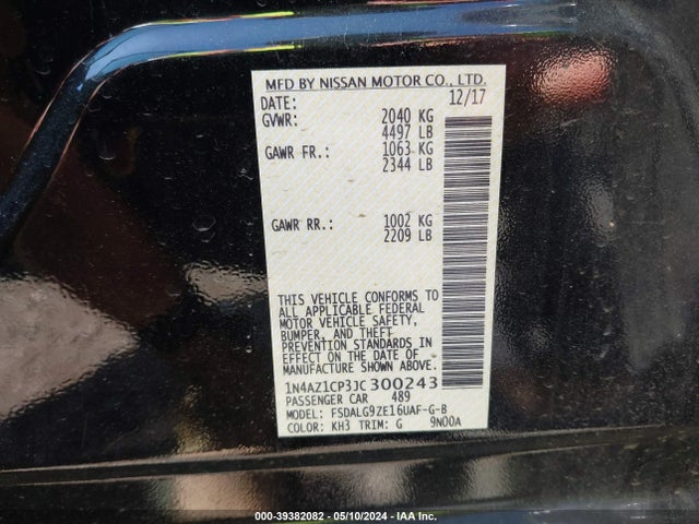 Nissan Leaf Sl 2018 1N4AZ1CP3JC300243 Image 9