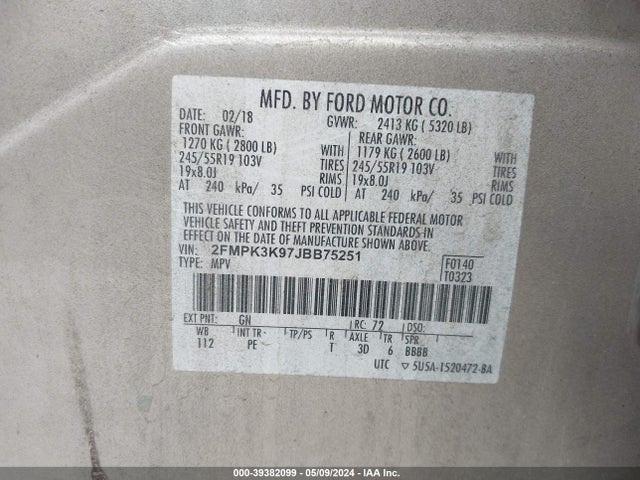 Ford Edge Titanium 2018 2FMPK3K97JBB75251 Image 9