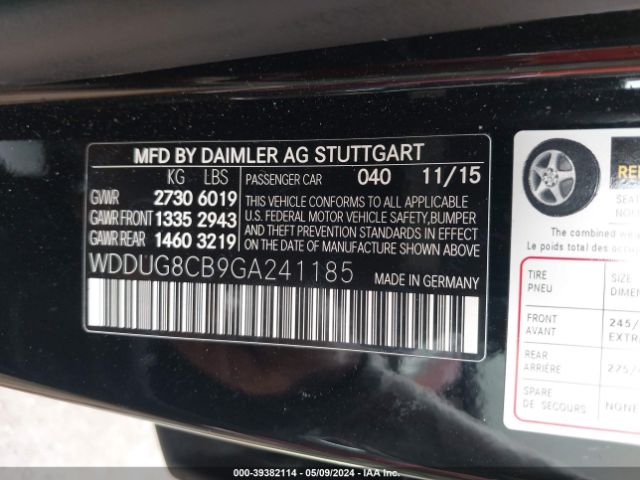 WDDUG8CB9GA241185 Mercedes-Benz S 550