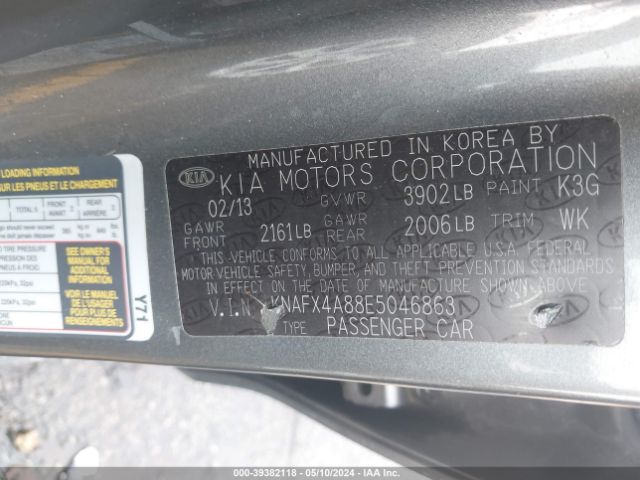 KNAFX4A88E5046863 KIA FORTE EX