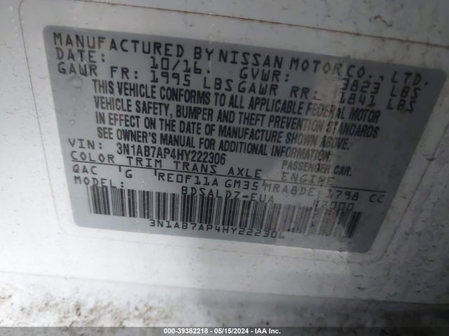 Nissan SENTRA SV 2017 3N1AB7AP4HY222306 Image 9