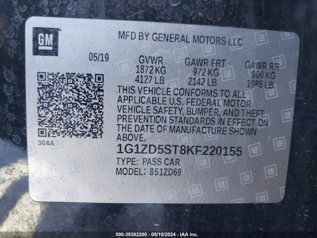 Chevrolet MALIBU LT 2019 1G1ZD5ST8KF220155 Image 9