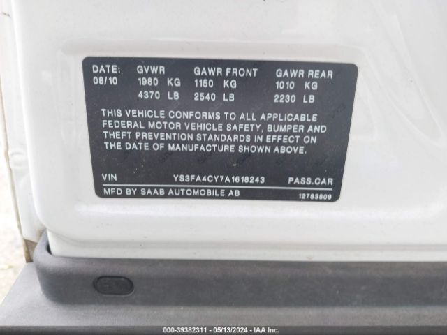 2010 SAAB 9-3 YS3FA4CY7A1618243 Photo 8