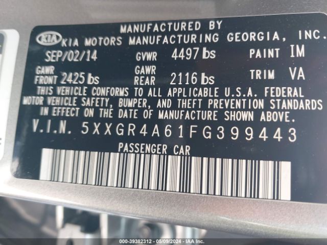 5XXGR4A61FG399443 KIA Optima Sxl Turbo