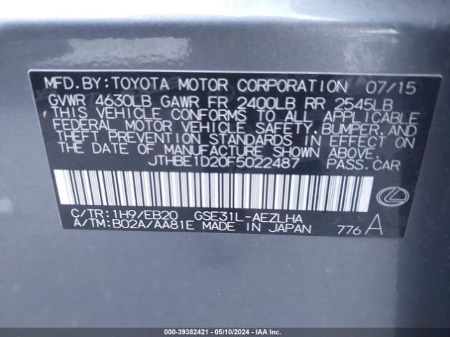 JTHBE1D20F5022487 Lexus IS 350