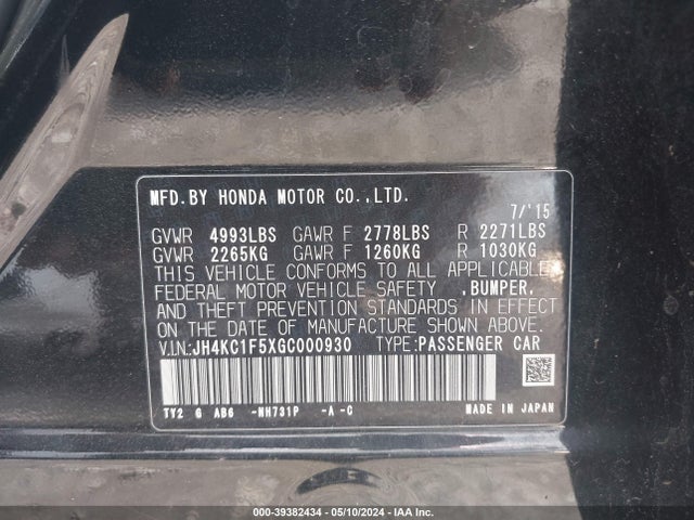 Acura Rlx Technology Package 2016 JH4KC1F5XGC000930 Image 9