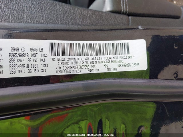 Dodge Durango Sxt 2015 1C4RDHAG5FC857699 Image 9