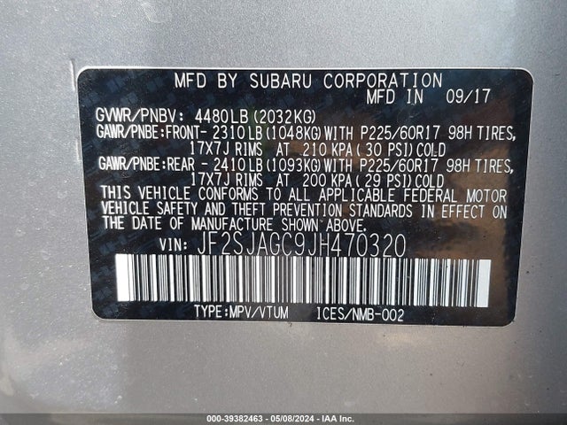 Subaru Forester 2.5i Premium 2018 JF2SJAGC9JH470320 Image 9