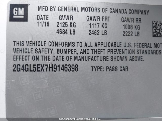 2G4GL5EX7H9146398 Buick Regal Turbo Sport Touring