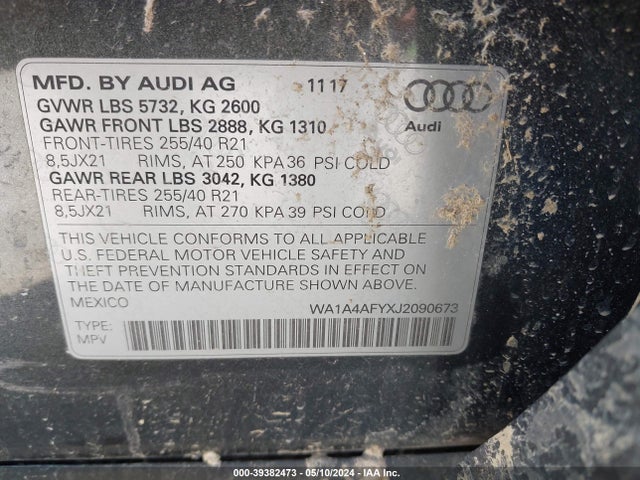 WA1A4AFYXJ2090673 Audi Sq5 3.0t Premium Plus