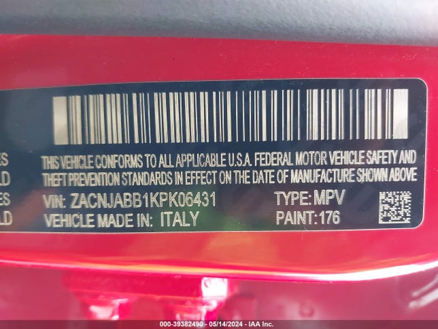 ZACNJABB1KPK06431 Jeep Renegade Altitude Fwd