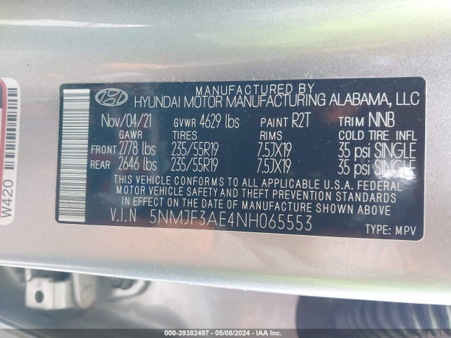 Hyundai TUCSON SEL 2022 5NMJF3AE4NH065553 Image 9