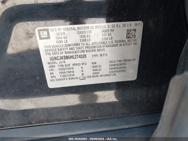 Chevrolet TRAX LS 2017 3GNCJKSB6HL274328 Image 9