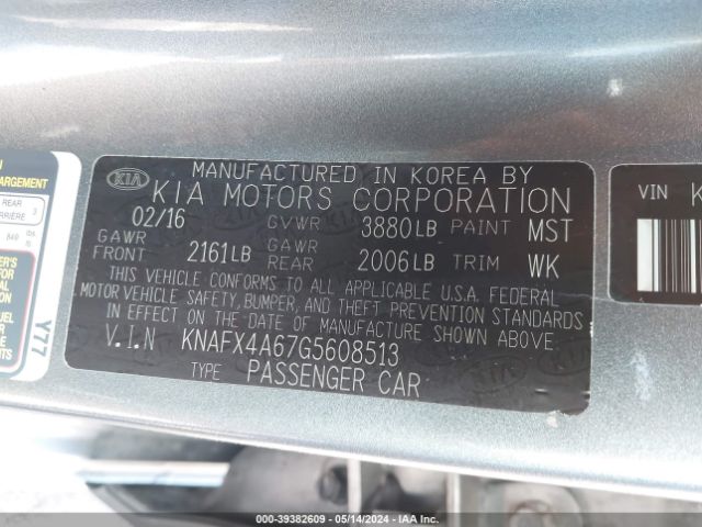 KNAFX4A67G5608513 KIA FORTE LX