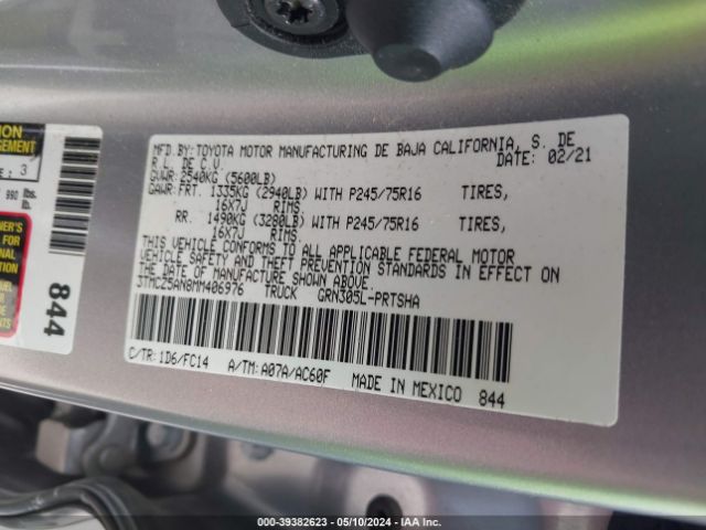 3TMCZ5AN8MM406976 Toyota Tacoma Sr5 V6