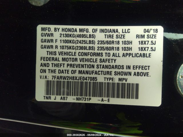 7FARW2H8XJE047085 Honda Cr-v Ex-l/ex-l Navi