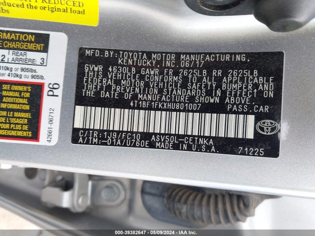 Toyota CAMRY LE 2017 4T1BF1FKXHU801007 Image 9