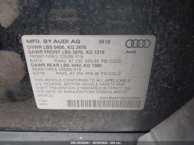 WA1BNAFY0J2226861 Audi Q5 2.0t Premium/2.0t Tech Premium