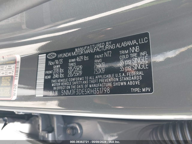 Hyundai TUCSON SEL 2024 5NMJF3DE5RH351798 Image 9