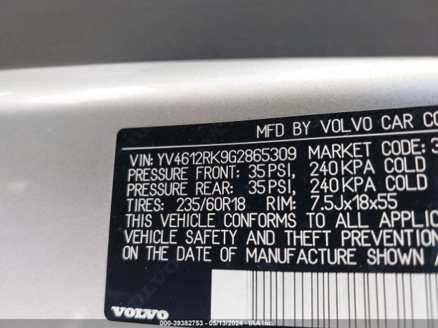 YV4612RK9G2865309 Volvo Xc60 T5 Premier