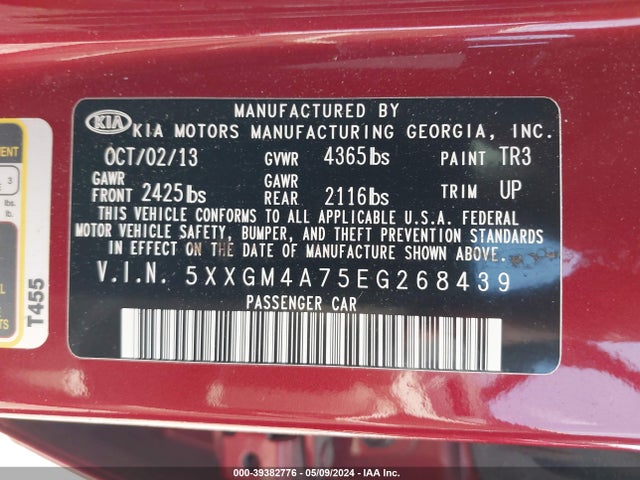 KIA Optima Lx 2014 5XXGM4A75EG268439 Image 9